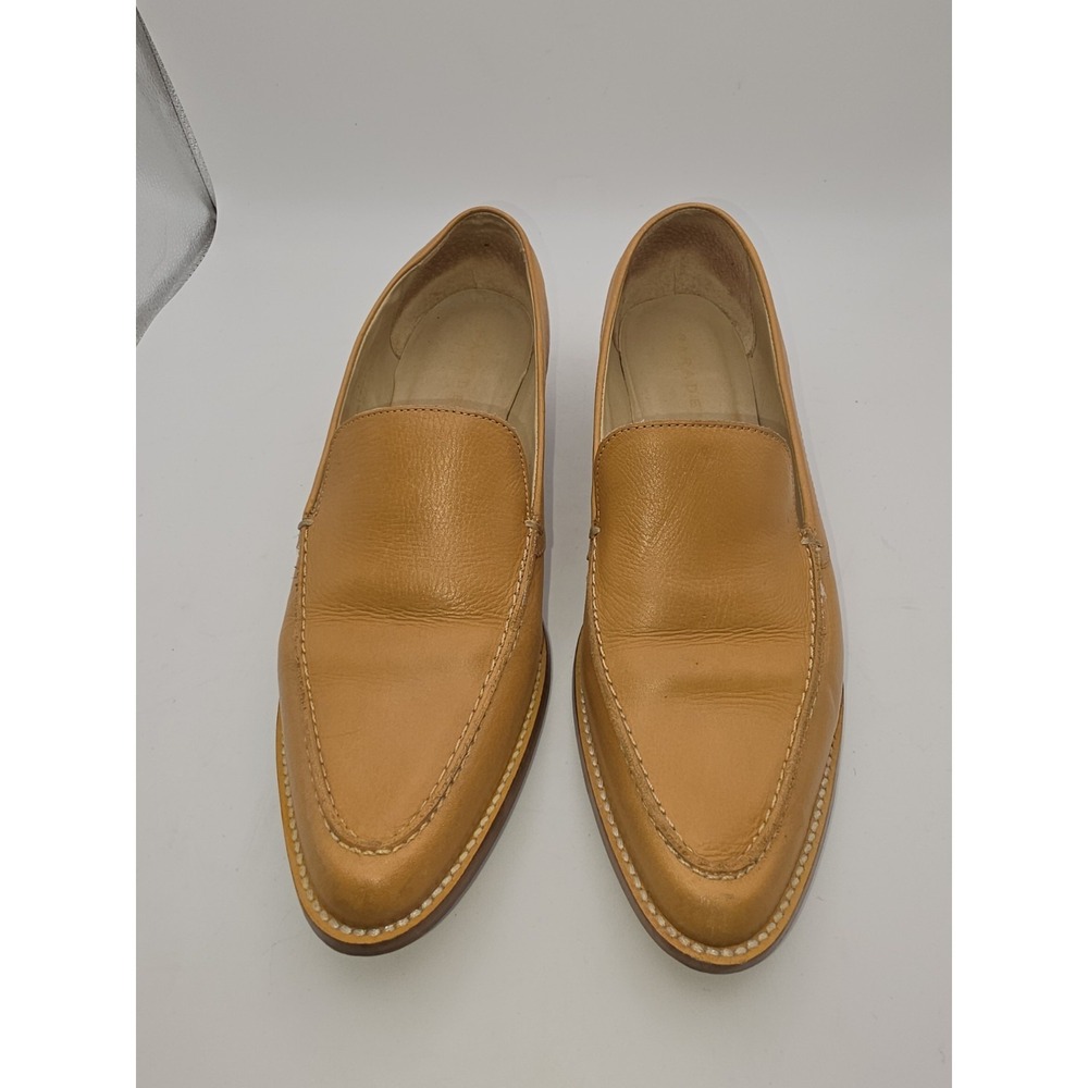 Vintage Parade Italian Leather Loafers Camel Tan Almond Toe Flats Size 12